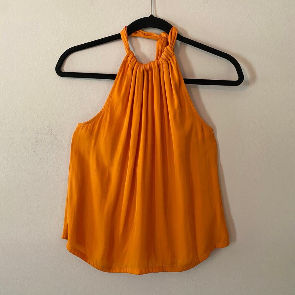 R.G. Kane Orange Halter Top Silky Lightweight High Neck Women's size Small